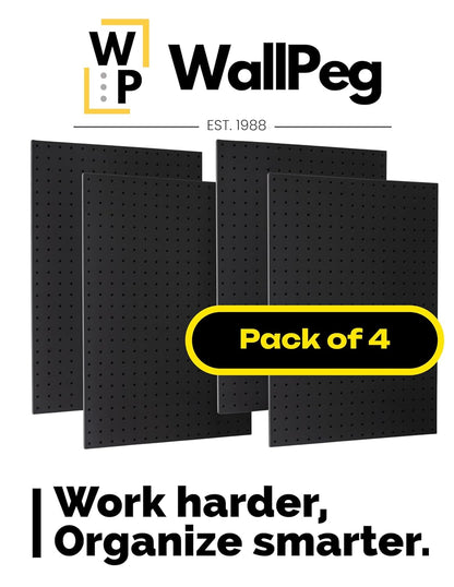WallPeg Made in USA Pegboard Panels Garage Organization - Wall Storage Kit (PB-2 B) (2) ea - 24" x 16" Peg Board Tool Organizer Panel Set - Garage Organizer Kit