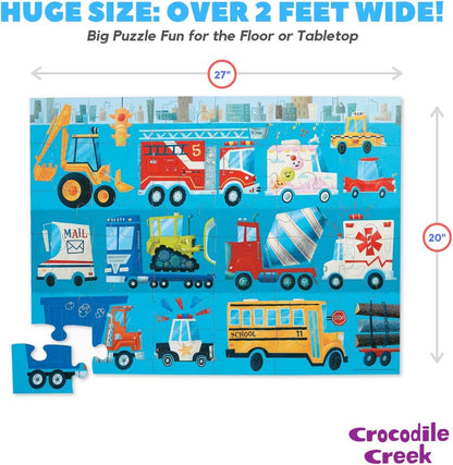 Crocodile Creek 36-Piece Jigsaw Floor Puzzle - Shark Reef - for Kids Ages 3-5 - Heavy-Duty Shaped Box for Storage - 24" W x 18" H Finished