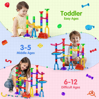 Ifollower Marble Run, 150Pcs Mable Track Race Toys for Kid, Upgrade Marble Maze Game Building Blocks STEM Learning Toy, Birthday for Boys Girls Aged 3-12