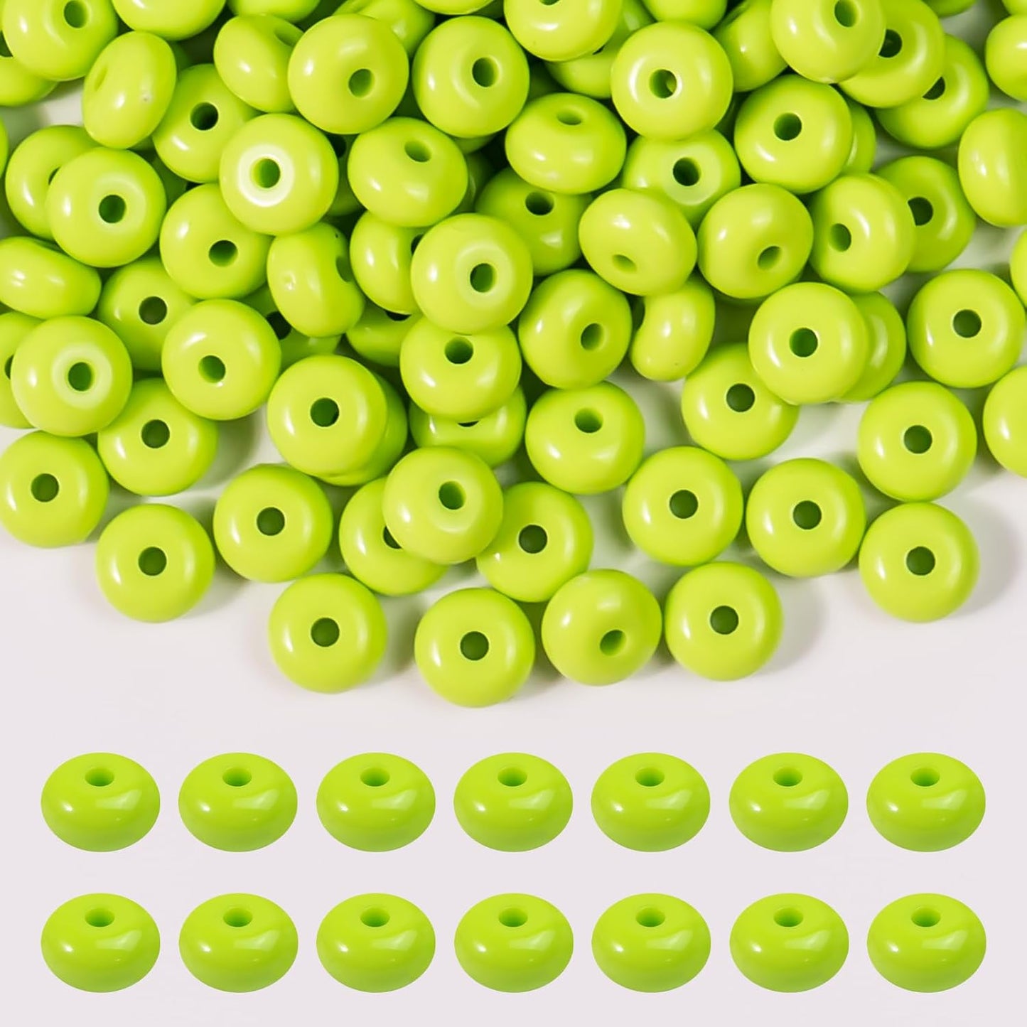 500PCS 8mm Acrylic Lentil Beads, White Abacus Beads Loose Beads for Crafts, Acrylic Spacer Beads for Jewelry Bracelet Necklace Making, Beads for Pens Charms Crafts, Small