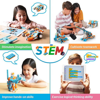 Apitor Robot Q Robot Building Kit, 20-in-1 Programmable APP RC Car Robotics Coding Kit, Includes Large Storage Organizer with Sorting Plate, STEM Birthday Gifts for Boys Girls Kids Aged 6-12