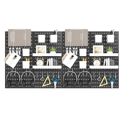 Peg Board Combination Kit, 4 Pegboards with 20 Accessories, Pegboard Wall Organizer for Office, Nursery & Home Storage, Key Holder, 25.6"x25.6" – Nail-Free Installation（White）