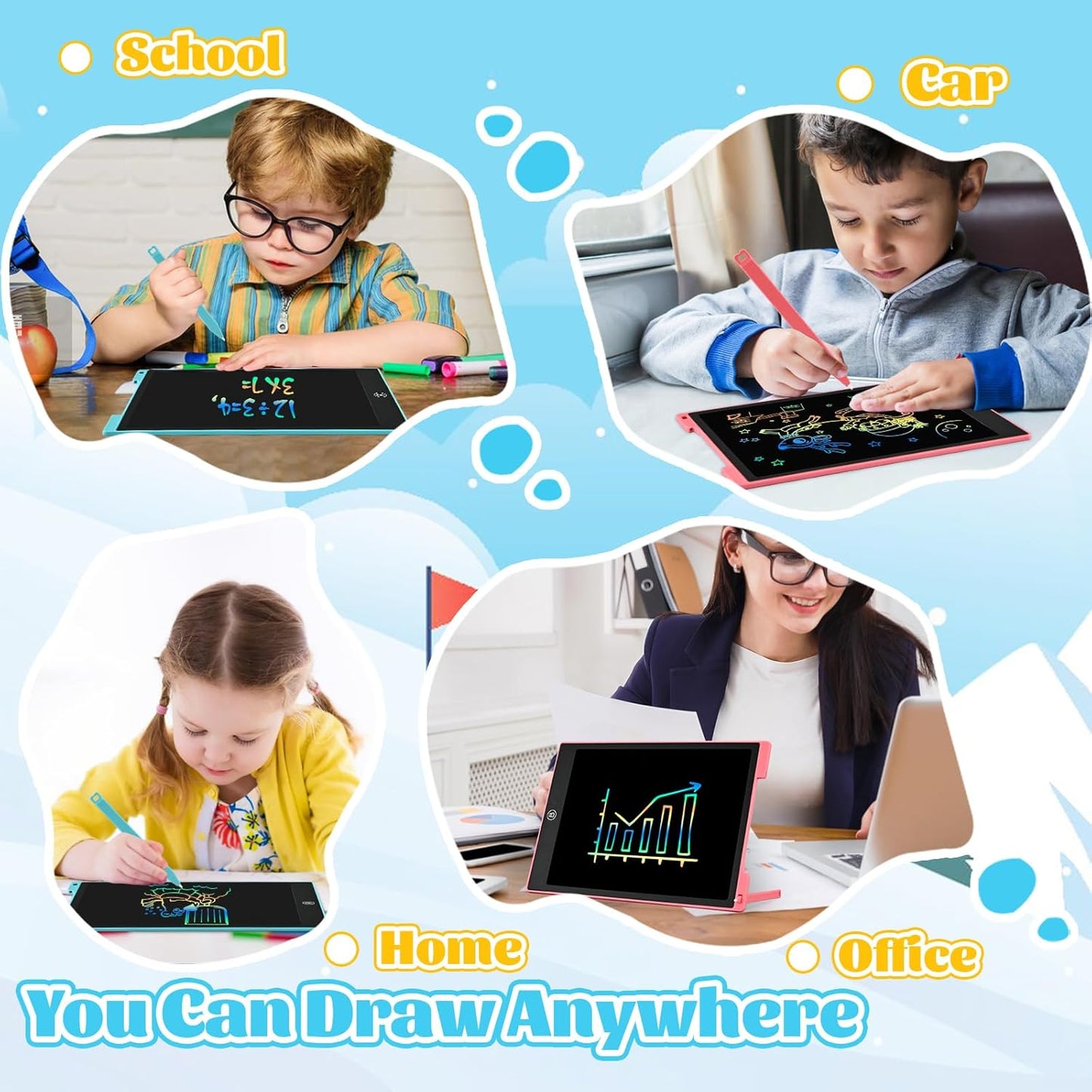 EooCoo Toddler Boy Toys, Kids Gifts, 10 Inch LCD Writing Tablet, Drawing Pad, No Mess Coloring Books for Kids, Travel Games, Gifts for Boys 4-6, Educational Toys for 3 4 5 6 7 Years Old Boys and Girls