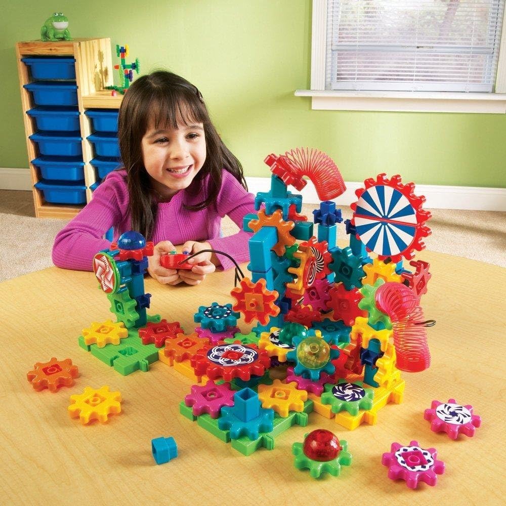 Learning Resources Gears Lights & Action Building Set, STEM Activities, Fine Motor Skills, Toddler Explorer Kit, Science and Construction, Boys and Girls Gifts, 121 Pieces, Ages 5 and Up