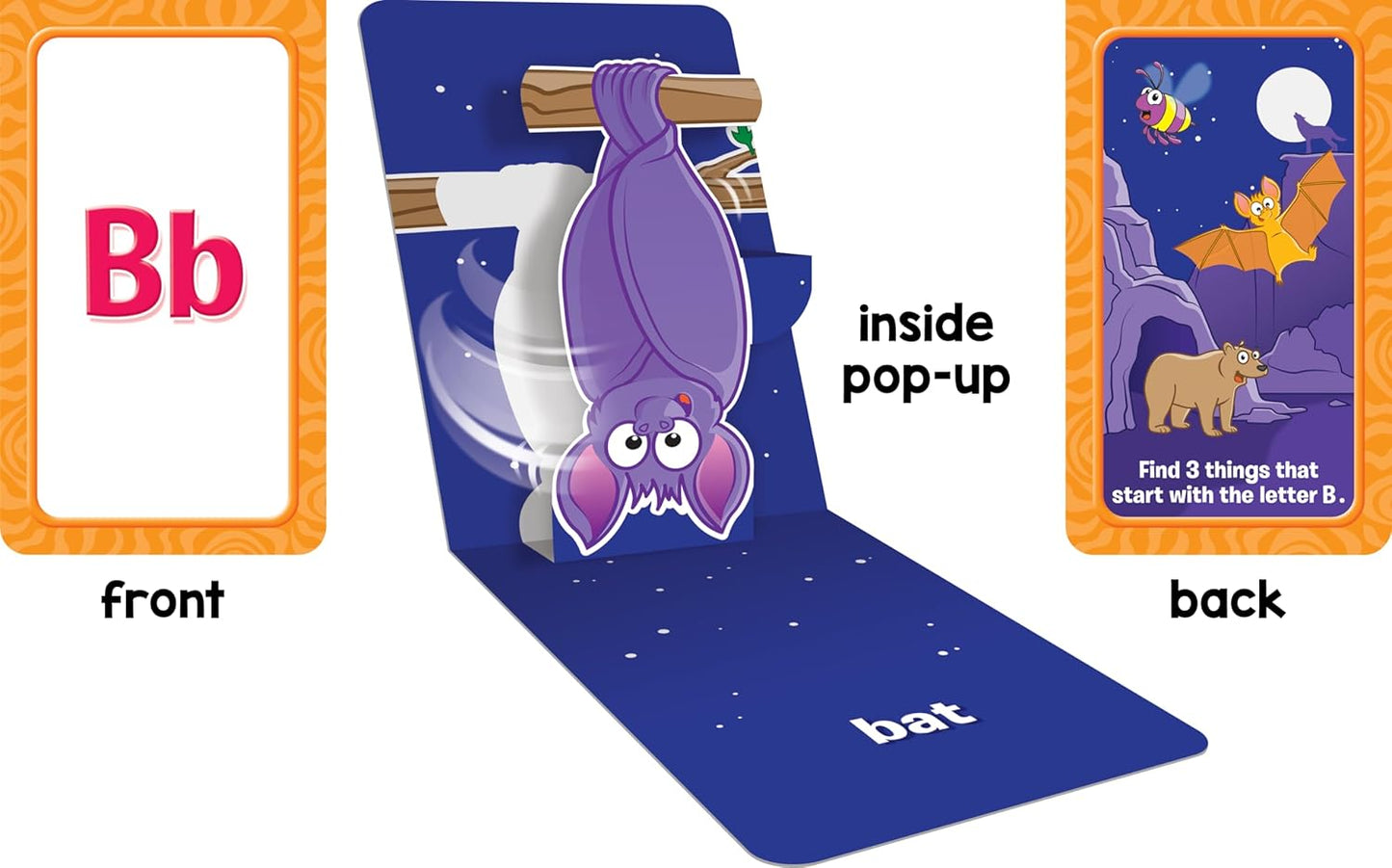 School Zone Animal Alphabet Pop-Up Learning Cards: 26 Interactive Flash Cards, Preschool, Kindergarten, Teach Abc's, Uppercase and Lowercase Letters, Spelling, Beginning Sounds, Ages 3-6