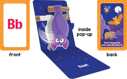 School Zone Animal Alphabet Pop-Up Learning Cards: 26 Interactive Flash Cards, Preschool, Kindergarten, Teach Abc's, Uppercase and Lowercase Letters, Spelling, Beginning Sounds, Ages 3-6