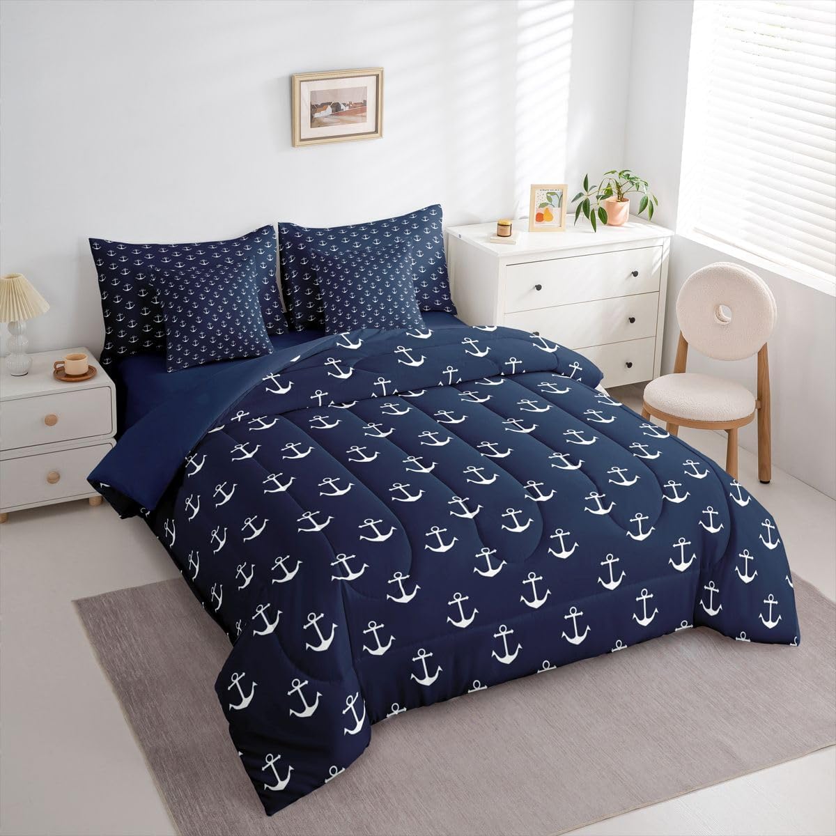 Erosebridal Chemistry Comforter Set with Sheets Full Size Periodic Table of Elements Bed in A Bag 7 Piece Science Chemistry Lovers Bedding Set for Kids Boys Children Bedroom Modern Black Bed Sets