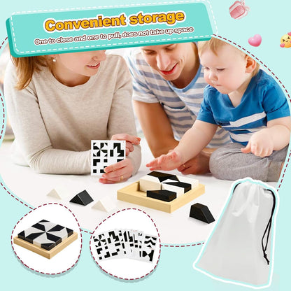 3D Hidden Blocks Puzzle with 120 Challenge Cards - Brain Teaser Logic Game for Kids Adults, Spatial Thinking Montessori Toy with Storage Tray