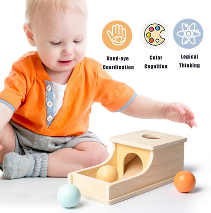 Busy edition Montessori Toys for Babies 6-12 Months Object Permanence Box Wooden Ball Drop Toy Play for 6 Month 1 2 3 Year Old Toddlers Infant Early Age Toy