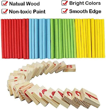 KUTOI Counting Number Blocks and Sticks | Montessori Toys for Kids Learning| Homeschool Supplies for Math manipulatives | Toddlers Educational Wooden rods with Storage Tray