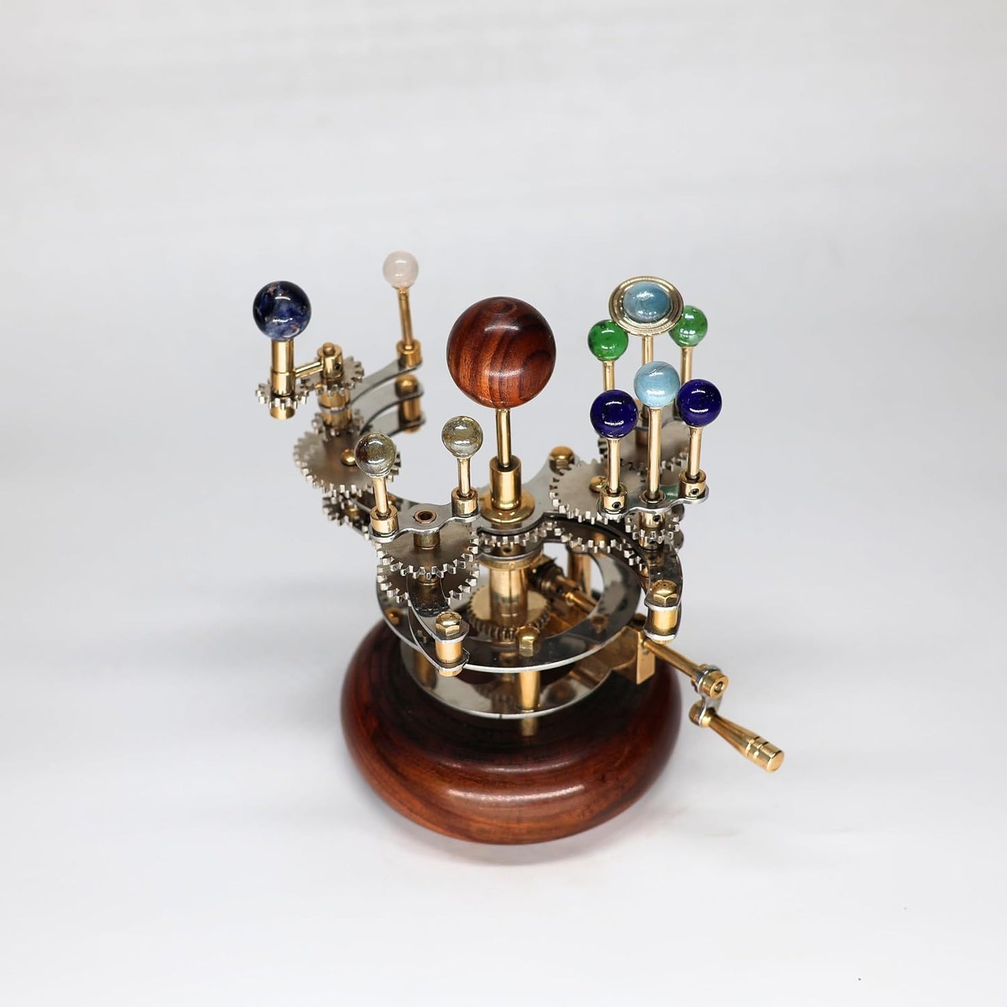 Luxury Vintage Brass Orrery – Exquisite Brass Planetary Gear Mechanism | Astronomical Desk Ornament | Solar System Model (8" Mercury, Venus, Earth, Mars, Uranus & Moons)