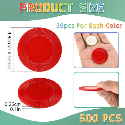 Coopay 250 Pieces 1.5 Inch Plastic Poker Chips 10 Colors Poker Card Game Chips Bulk Learning Counters Disks Bingo Chip Counting Markers for Math Practice, Game Tokens and Teaching Rewards, 38 mm