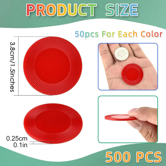Coopay 250 Pieces 1.5 Inch Plastic Poker Chips 10 Colors Poker Card Game Chips Bulk Learning Counters Disks Bingo Chip Counting Markers for Math Practice, Game Tokens and Teaching Rewards, 38 mm