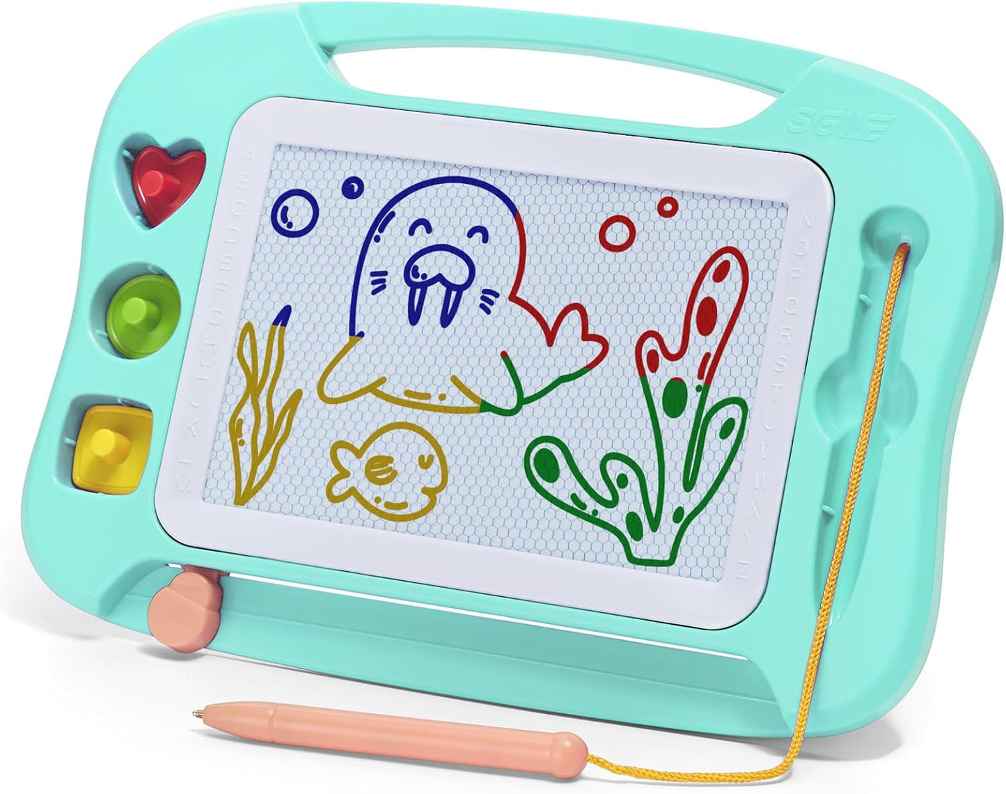 SGILE Toddler Toys for Kids, Large Magnetic Drawing Board for Birthday Gift, Toys for 1 2 3 4 Year Old Girls Boys, Etch & Sketch Pad with 4 Stamps, Learning and Educational, 16 ×13 in, Blue