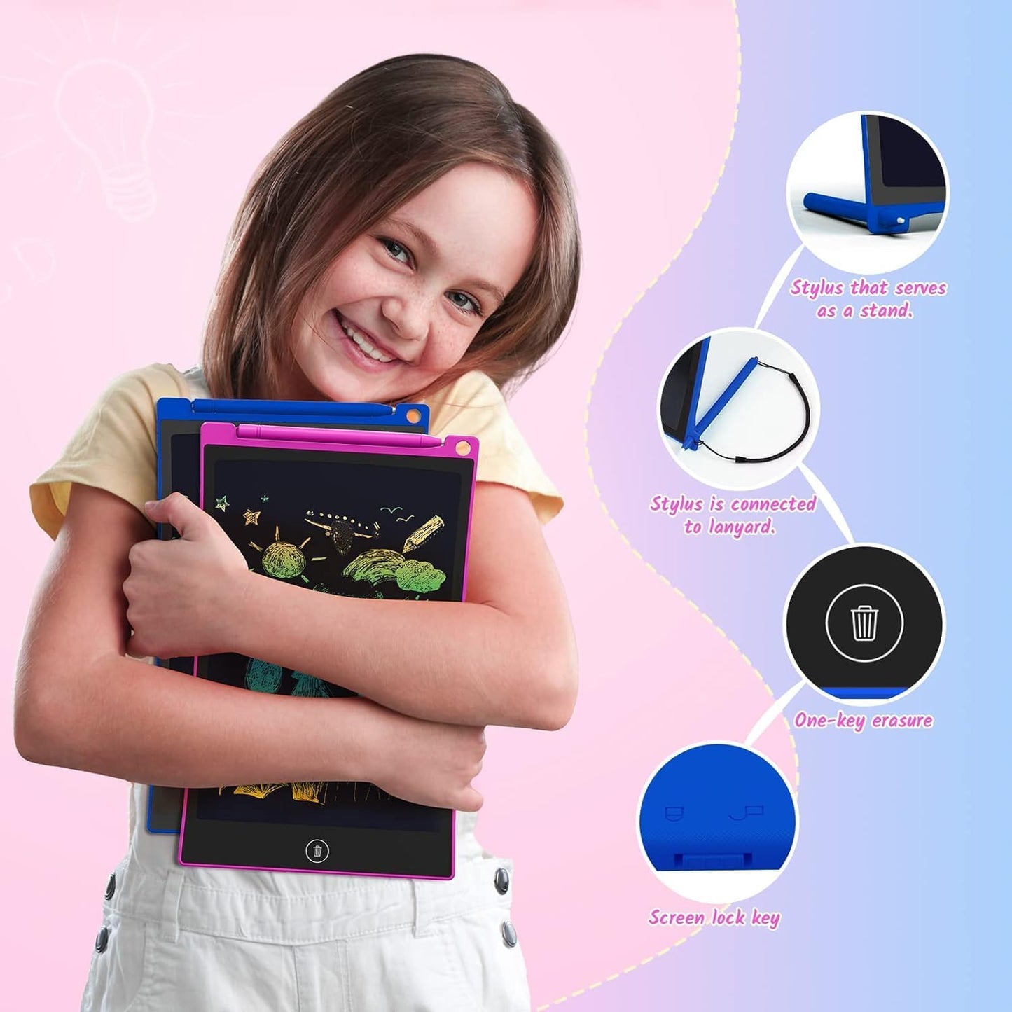 TECJOE 10 Inch 2 Pack LCD Writing Tablet, Colorful Doodle Board Drawing Tablet for Kids, No Mess Toddler Travel Learning Toys, Christmas Birthday Gifts for 3 4 5 6 7 8 Year Old Boys Girls Preschooler