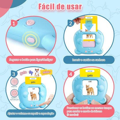 Spanish & English Talking Flash Cards for Toddler, Bilingual Flash Cards Learning Montessori Toys with 224 Sight Words, Speech Therapy Toys for Children Sensory Preschool Education
