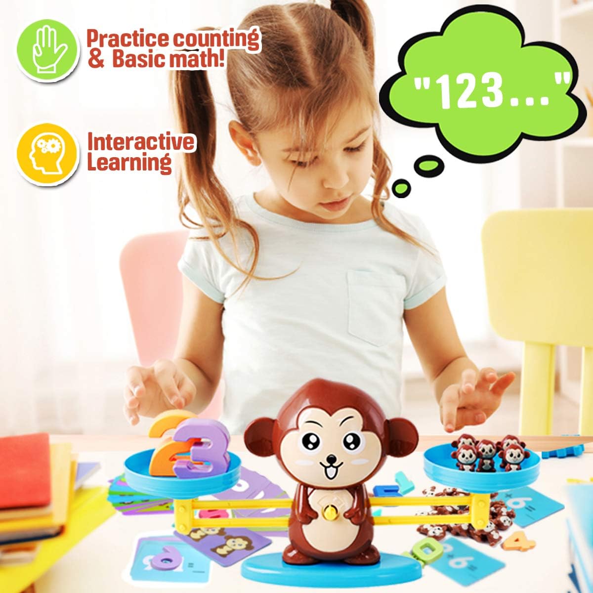 CozyBomB™ Homeschool Kindergarten Frog Scale Cards Balance Board Game - Preschool Math Learning Stem Montessori Toys Educational Gifts for Boy Girl Ages 3 4 5 6 Year Old Birthdays Christmas Holidays