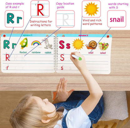 ALIANFLY Preschool Learning Activities Educational Workbook - Toddler Prek Montessori Handwriting Practice Activity Tracing Toys Busy Book for Kids, Autism Learning Materials and ABC Learning Book
