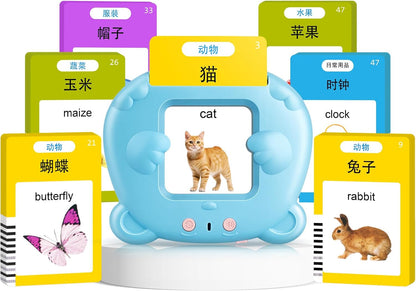 Spanish & English Talking Flash Cards for Toddler, Bilingual Flash Cards Learning Montessori Toys with 224 Sight Words, Speech Therapy Toys for Children Sensory Preschool Education