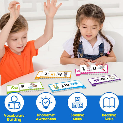 Word Family Build Book Phonics Flash Cards, 30 Read and Rhyme Flip Books, Sight Words Flash Cards Kindergarten, Learn to Read Flip Books for Kids Homeschool Preschool Classroom Must Haves