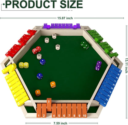 Nicecho 2-6 Players Shut The Box Dice Game, Wooden Board Table Math Game with 16 Dice, Classics Tabletop Games for Kids Adults, Family,Classroom,Home,Party or Pub