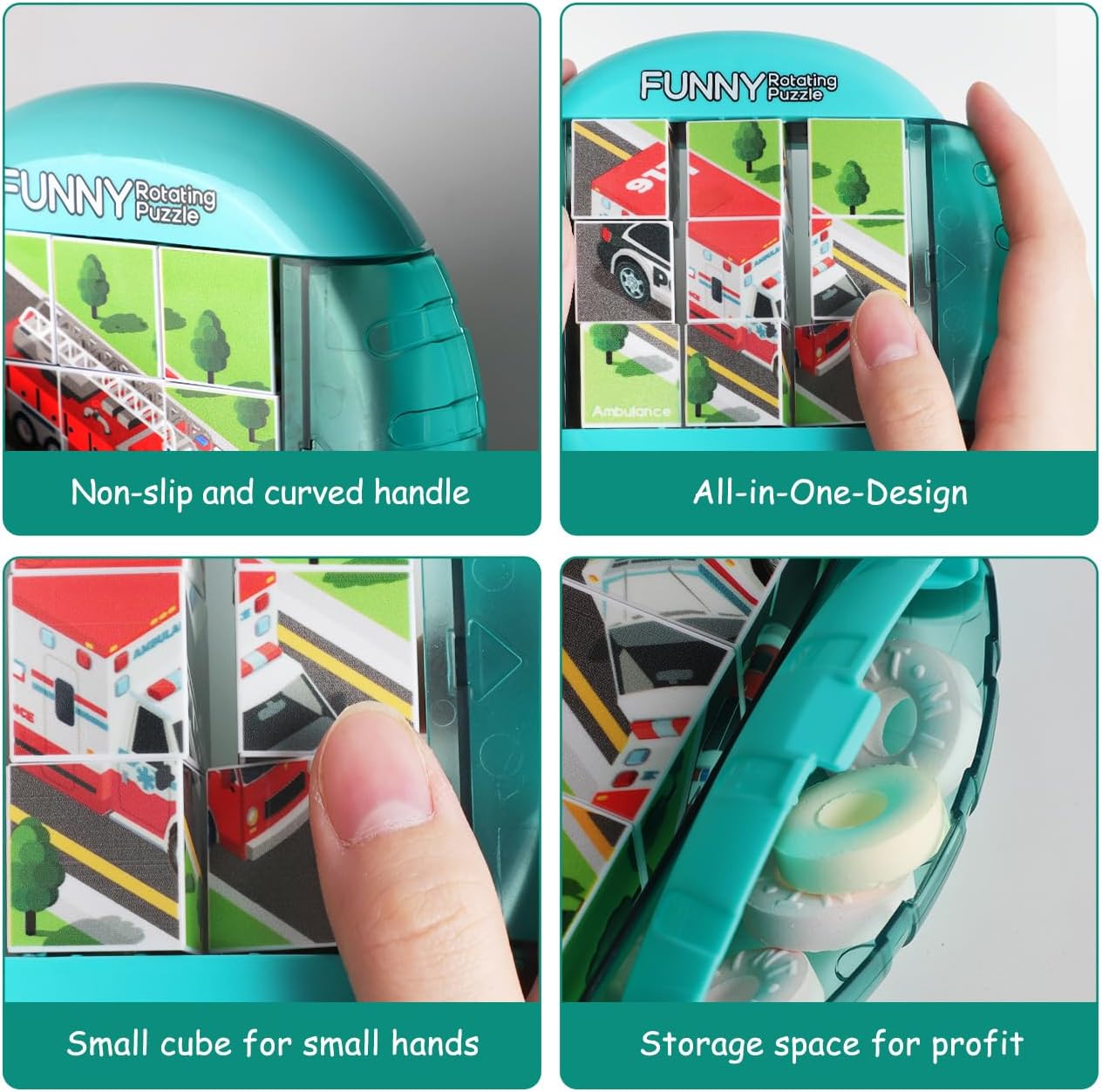 Rotating Puzzle for Kids 3 4 5 6 7 8 Year Old, 4 Puzzles in 1, Toddlers Travel, Car, Airplane, Road Trip Activities, Fine Motor Skills, Fidget, Gift for Boys & Girls Ages 3+ (Dinosaur)
