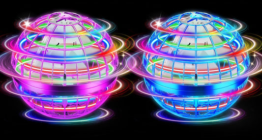 Flying Orb Ball Toy, 2026 Upgrade Hand Controlled Hover Ball with LED Lights,360° Rotating Boomerang Globe Cool Mini Drone, Ideal Birthday&Christmas Gift for Boys Girls-Blue & Purple