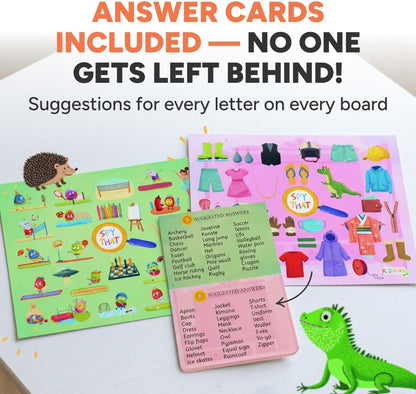 Kidrox Squad Alphabet Flashcards for Kids – 26 Slide-Reveal Cards in English & Spanish | Magic Pull-Tab Bilingual Learning Game for Toddlers & Preschoolers Age 3+