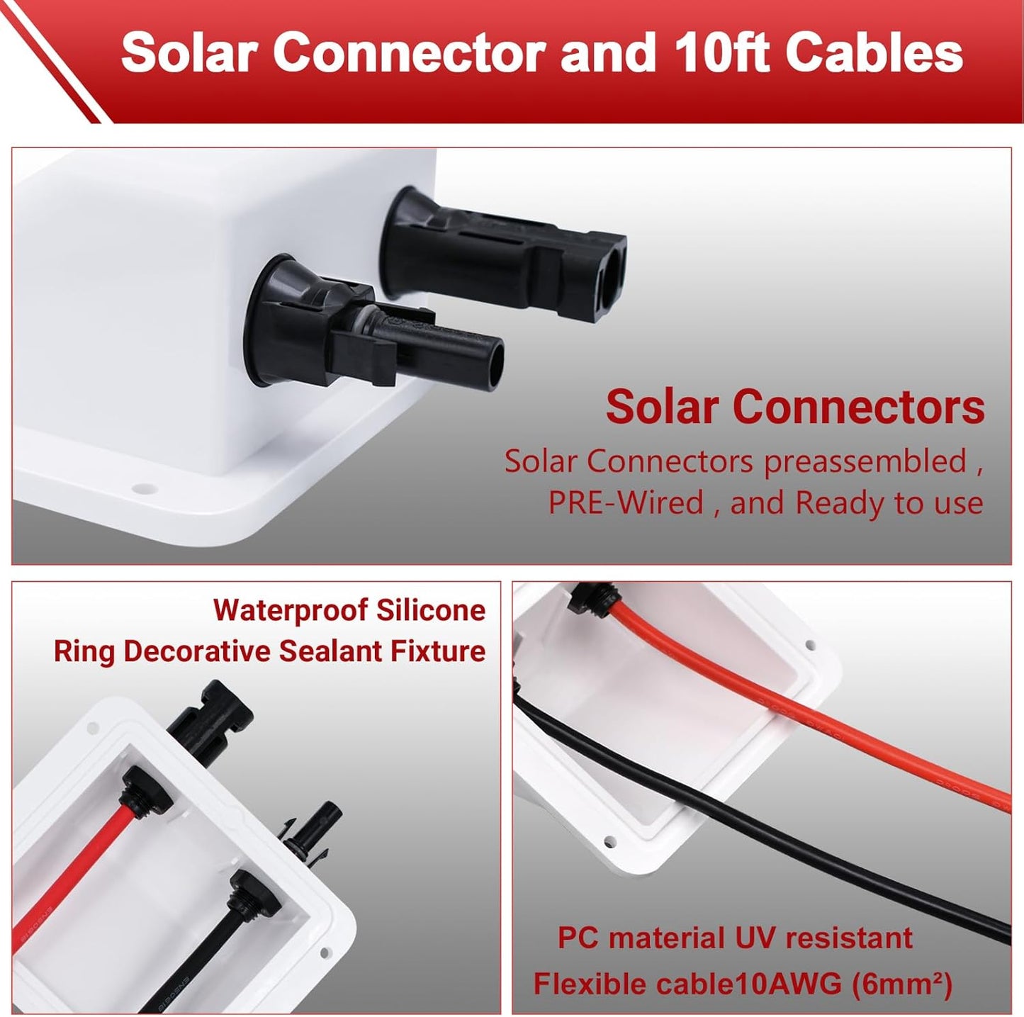 Solar Panel Mounts Bracket Set of 4pcs (White), Drill Free ABS Corner Roof Brackets Mounting Kit, Durable Solar Mount Rack Accessories for RVs, Trailers, Boats, Yachts, Vans, Carports