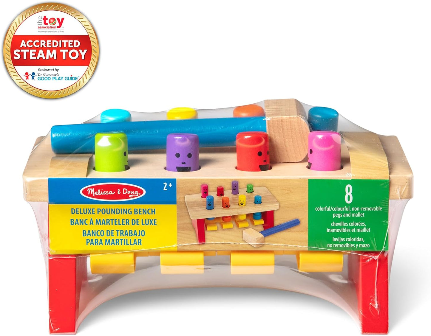 MeMelissa & Doug Deluxe Pounding Bench Wooden Preschool Learning Toy with Mallet Classic Wooden Toddler Toys for Ages 2+Lissa & Doug Deluxe Pounding Bench Wooden Preschool Learning Toy with Mallet