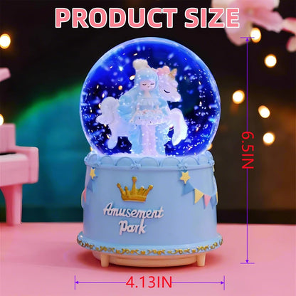 Unicorn Snow Globes for Girl,6.5IN Pink Music Snowglobes with LED Lights and Automatic Snowfall,Home Decor Glass Ball for Kids Bedroom Birthday for 5-18 Year Old Girl(6.5x4.1IN