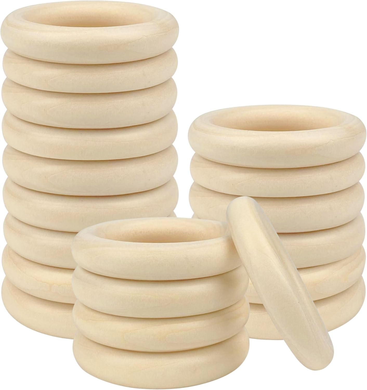 20 Pcs Unfinished Wooden Rings for Crafts, 70mm/2.7inch Natural Wood Rings Without Paint, Macrame Rings for DIY, Jewelry Making