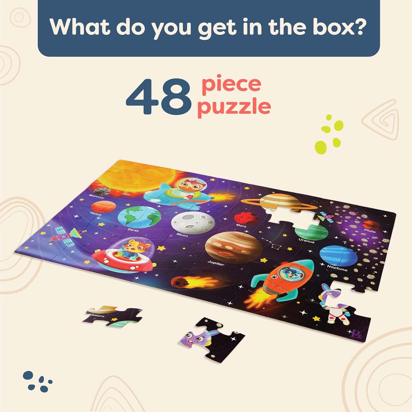 B. toys – Under The Sea Floor Puzzle – Kids Puzzles Jigsaw Puzzles – 48 Pieces Kids Puzzle with Ocean Animals – Educational 24 x 36-Inch Learning Toy for 3+ Years – Colorful Marine Life Adventure-Inch