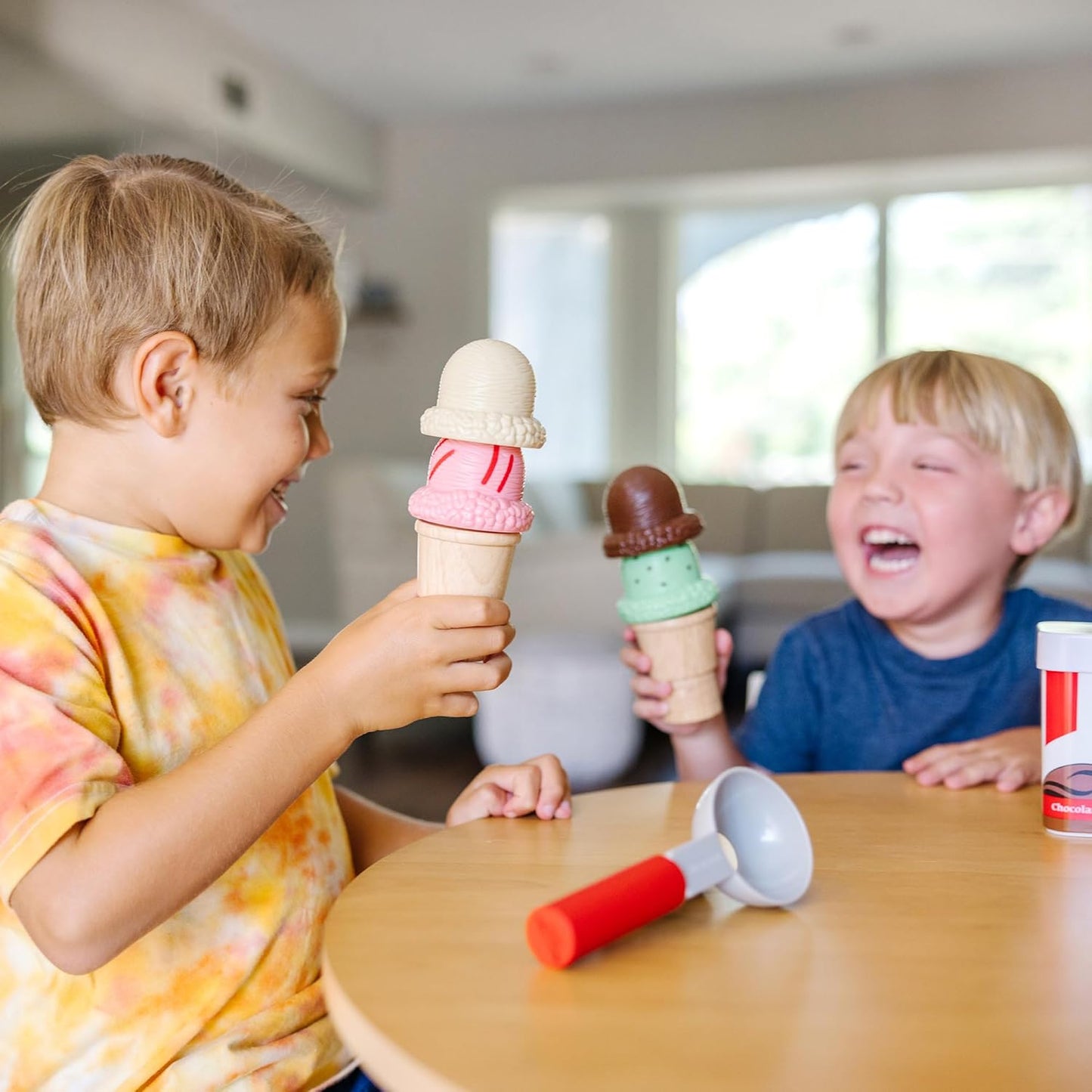 Melissa & Doug Scoop and Stack Ice Cream Cone Wooden Magnetic Pretend Play Food Set, Preschool Toy Play Ice Cream Set, Pretend Food, Toy for Toddlers and Kids Ages 3+ - FSC-Certified