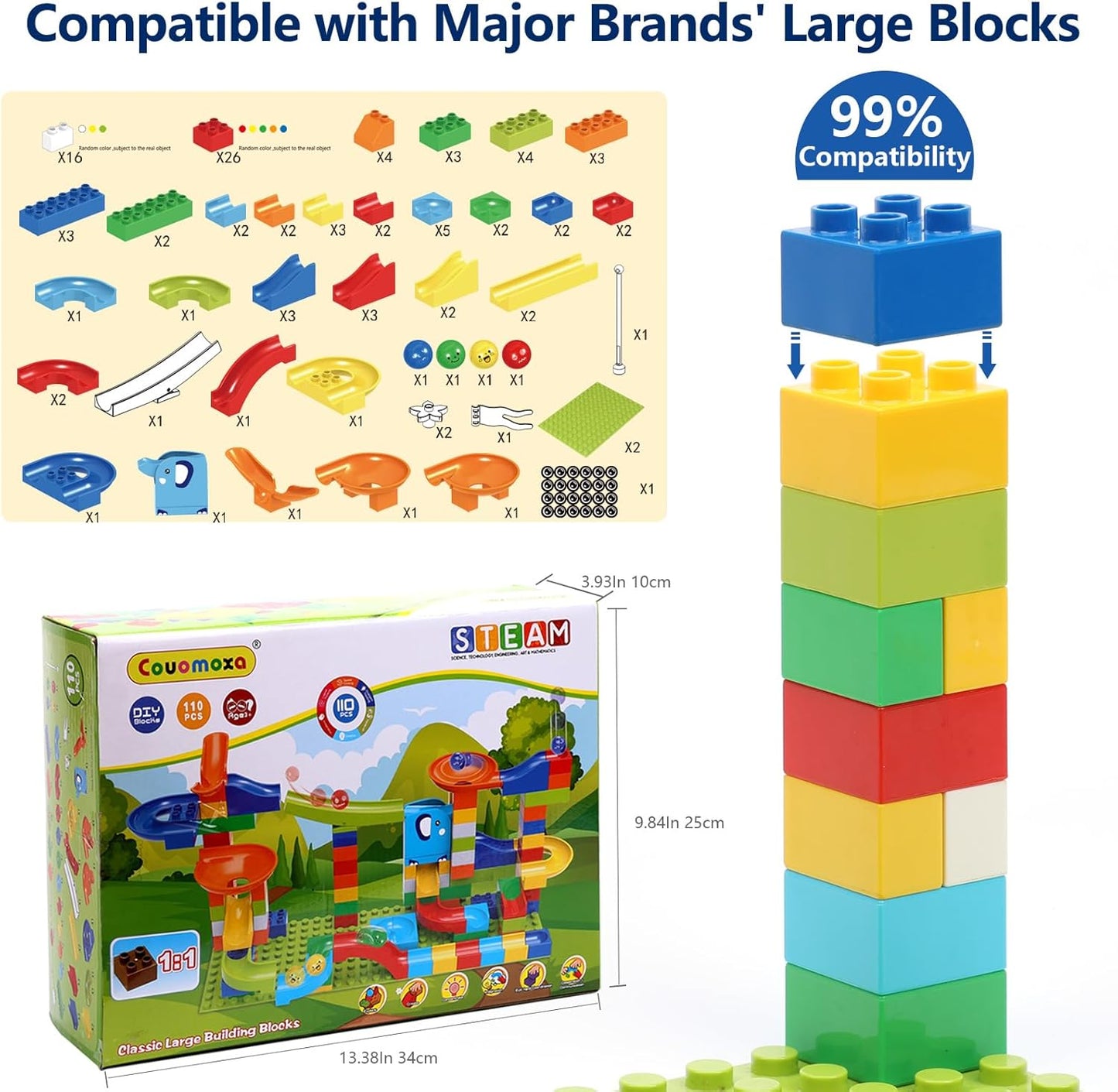 Marble Run Building Blocks for Kid: 3 4 5 6 8 Year Old Montessori Education Preschool STEM Toy - Age 4-8 Kids Creative Puzzle Marbles Track - Christmas Birthday Gifts for Boys Girls
