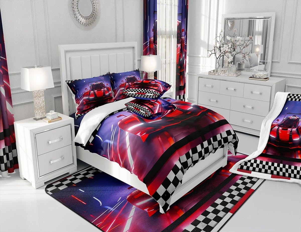 Feelyou Drum Kit Bedding Set Musical Instruments Sheets for Kids Boys Girls Classical Rock Music Bed Sheets Vinyl Record Sheets Set Bedroom Collection 4Pcs Full Size