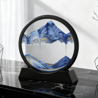Wai Danie Moving Sand Art Picture 3D Hourglass Deep Sea Sandscape Liquid Motion Display Painting Flowing Sand Frame Relaxing Desktop Home Office Work Decor (Black, 12 Inches)