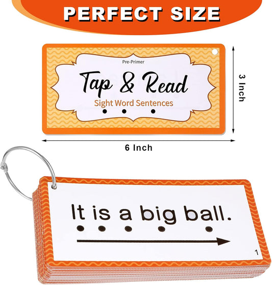 Junkin 60 Pcs Sight Word Sentence Cards Phonics Flash Cards for Kids Kindergarten Preschool, Education Sight Word Games Flashcards for Early Childhood Home School Daily Sentence Building Reading Toy
