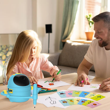 Drawing Robot for Kids with 150 Learning Cards and 17 Colorful Pens, Voice Interactive Educational Smart Art Painting Machine, Step-by-Step Drawing Guidance for Boys Girls Early Learning & STEM Toys
