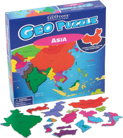 GeoToys GeoPuzzle, World Jigsaw Puzzles, 68 Pc Geography Game & Map Puzzle, Educational Games & Kids Learning Activities, Puzzle Gifts for Children Ages 6-9, Fun Learning Toys for Kids