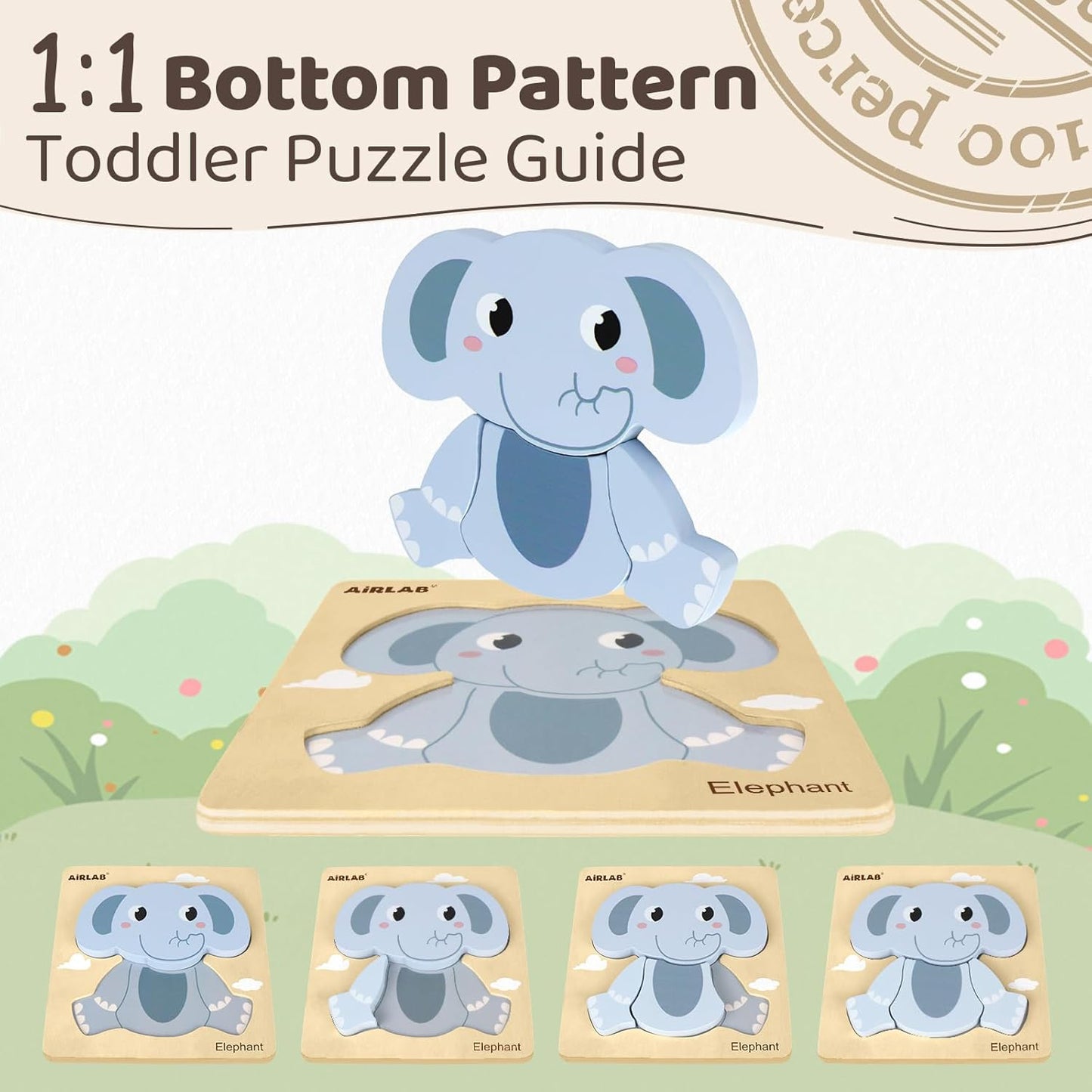 Wooden Puzzles for Toddlers 1 2 3 Year Old Animals Shape Puzzle Toys for Travel Airplane Gift for Kids Montessori Early Development Gifts for Baby Boys Girls with Drawstring Bag Pack of 4