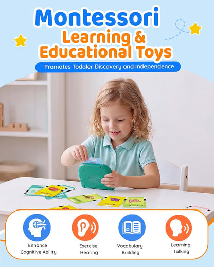 Aullsaty Talking Flash Cards for Toddlers 1-3, Upgraded 248 Sight Words Montessori Speech Therapy Toy, Autism Sensory Educational Learning Toys, Birthday Gifts for Boys Girls (Pink)