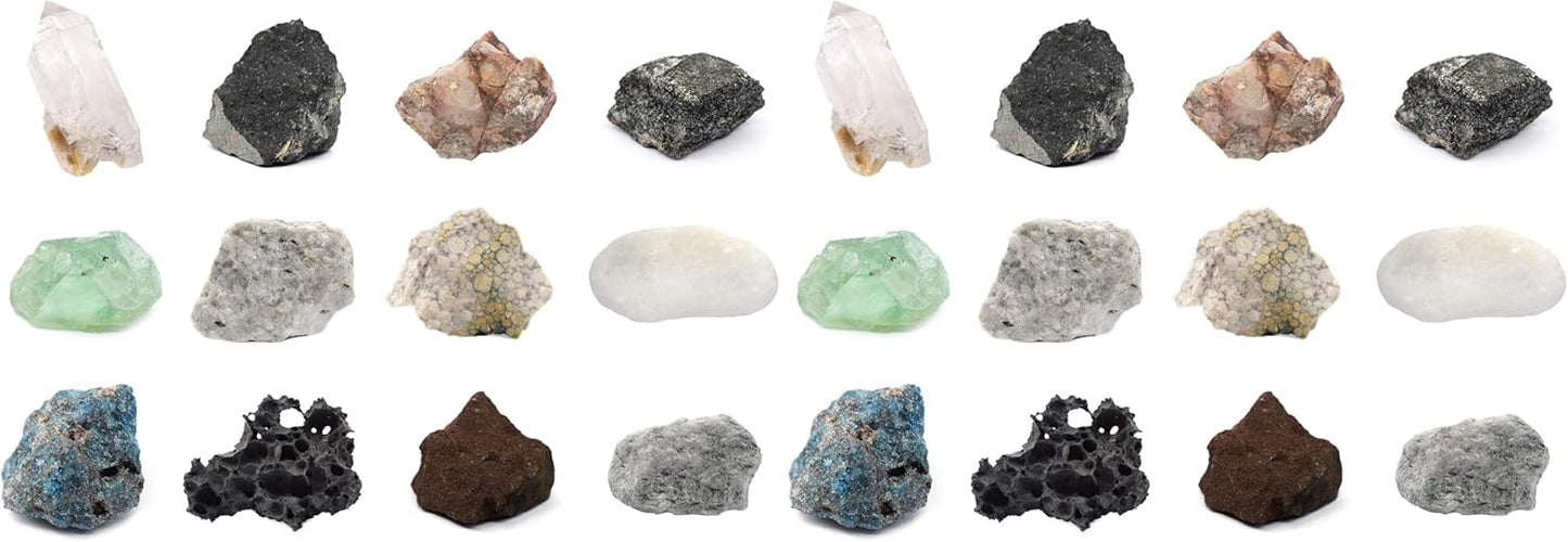 EISCO Rock & Mineral Kit, 12 Pieces - Includes Metamorphic, Igneous, Sedimentary Rocks & Minerals - 1" Specimens - Great for Geology Classrooms & Basic Field Testing Labs - Tech Cut Rocks