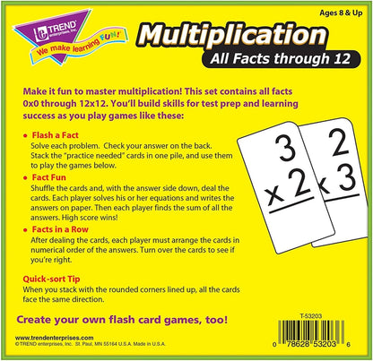 Trend Enterprises: Multiplication All Facts Through 12 Skill Drill Flash Cards, Exciting Way for Everyone to Learn, Great for Skill Building and Test Prep, 156 Cards Included, Ages 8 and Up