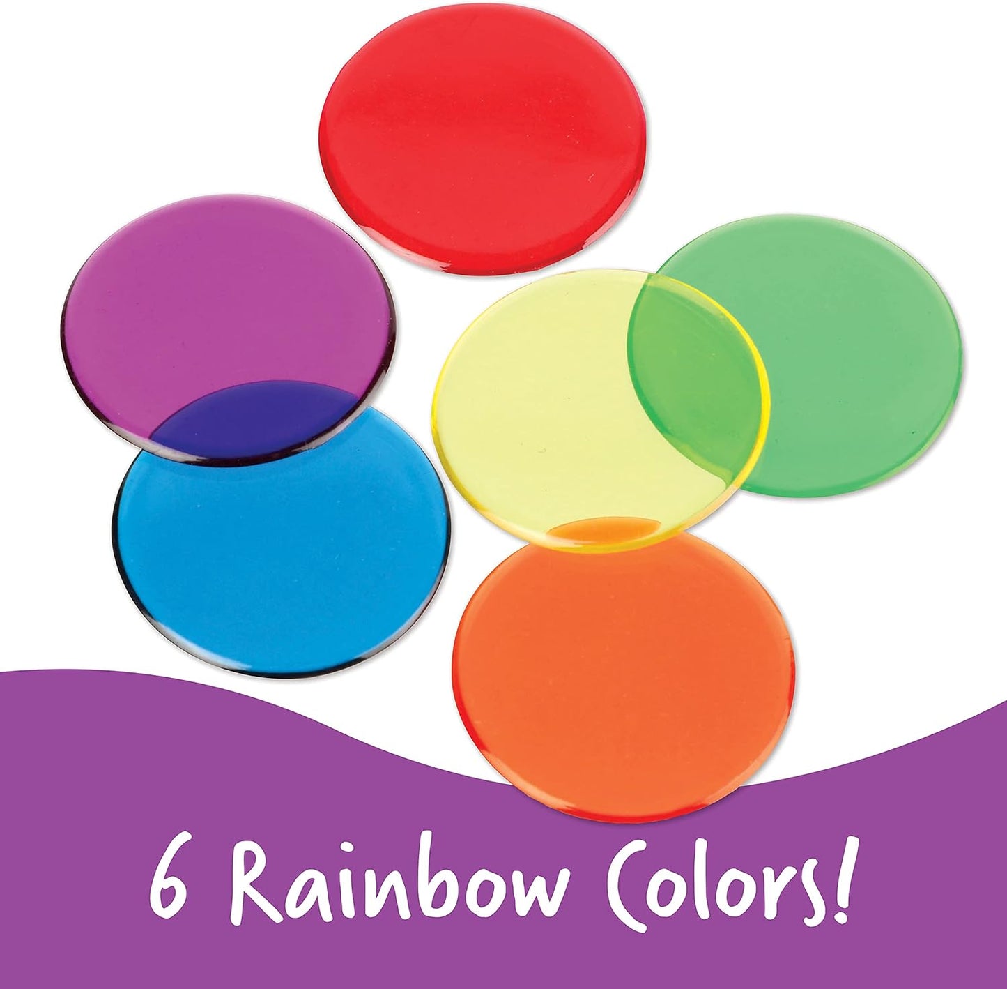 Learning Resources Transparent Color Counting Chips - 250 Pieces, Ages 5+ Math Counters for Kids, Counting Chips, Perfect for Bingo Games