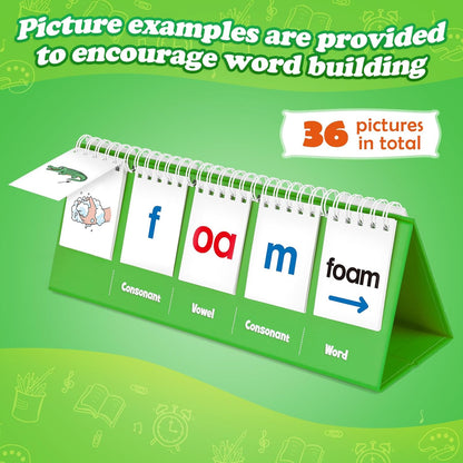 Aizweb CVC Word Games Kindergarten,Phonics Games Flash Cards for Preschool Classroom,Learn to Read,Reading Manipulative Spelling Educational Toy Learning Activities Speech Therapy School Supplies