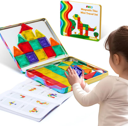 FNJO Magnetic Tiles, 110PCS Magnet Building Set, Magnetic Building Blocks, Construction STEM Learning and Playing Toys for Kids, Montessori Toy for Preschool Boys Girls