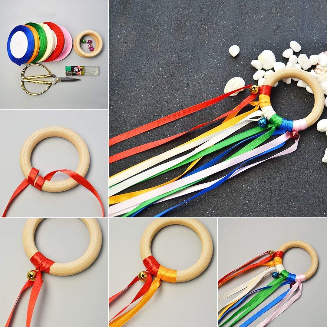 Onwon 10 Pieces Wooden Rings Natural Wood Rings Without Paint Smooth Unfinished Wood Circles for Craft DIY Baby Teething Ring Pendant Connectors Jewelry Making (70mm)