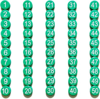 1-50 Magnetic Numbers, Magnets with Number for Dry Erase Boards, Round Number Refrigerator Magnets for Whiteboard in Home and Office (0.8" Diameter, Black)