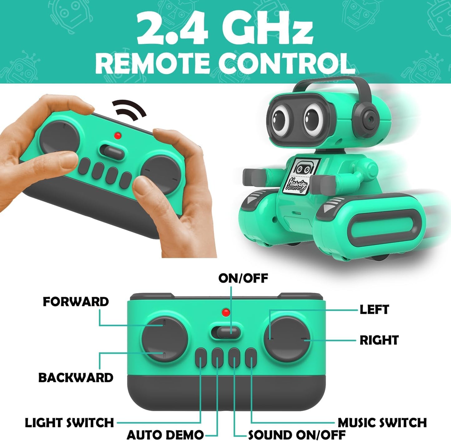 Robot Toys for Boys, Rechargeable Remote-Controlled Robot for Kids 6-8, RC Robots with Auto-Demo, Record, Repeat, Dance Moves, Music, Flexible Head & Arms, Gift Ideas for Birthday Xmas - Blue
